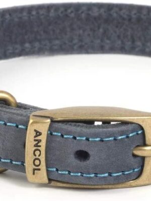 Ancol Timberwolf Leather Collar Blue M Fits neck size 36-46cm