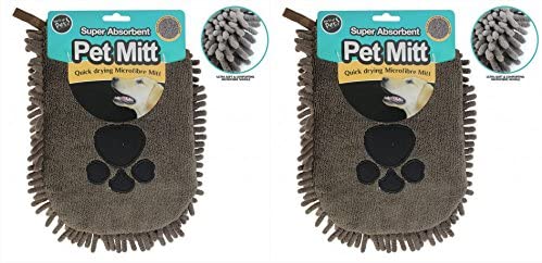 World of pets Microfibre Pet Mitt with Ultra Soft Quick Dry Comforting Material - Pack of 2