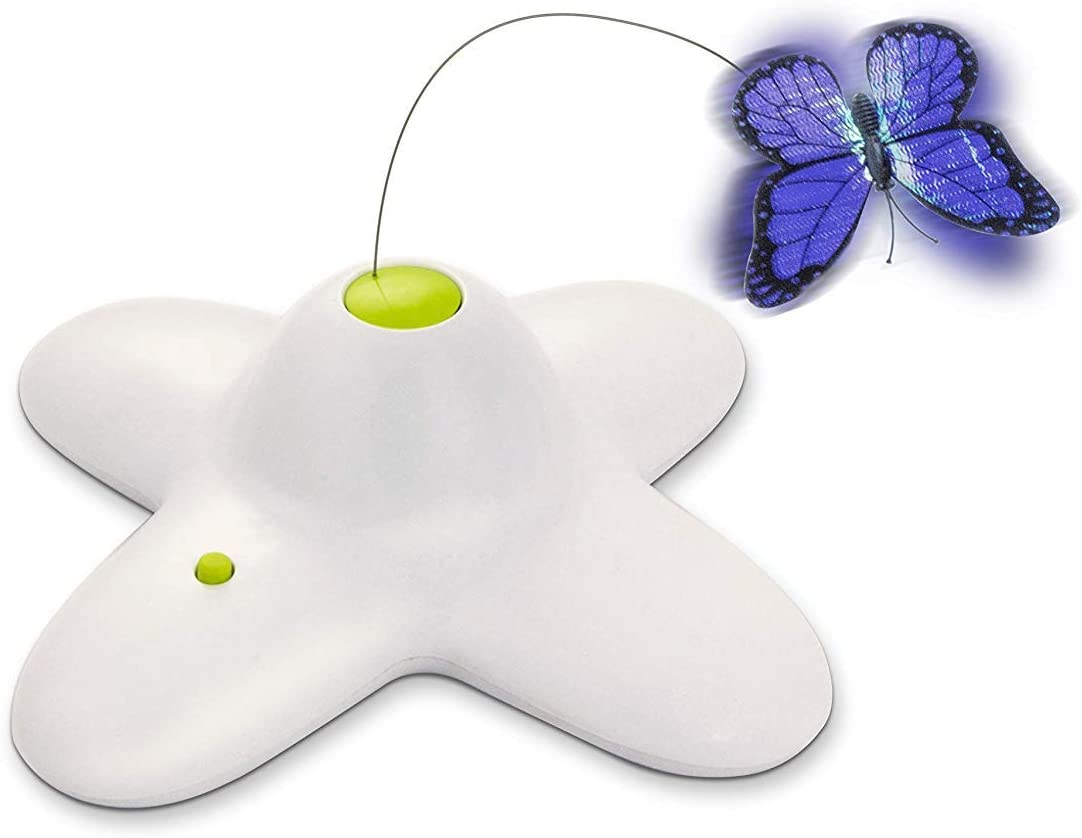 ALL FOR PAWS Interactive Flutter Bug Cat Butterfly Toy With Two Replacements Flashing Butterflies Toys