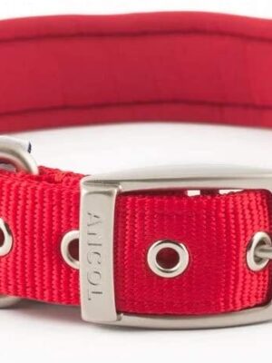 Ancol Padded Nylon Eyelet Collar Red 36-46cm M