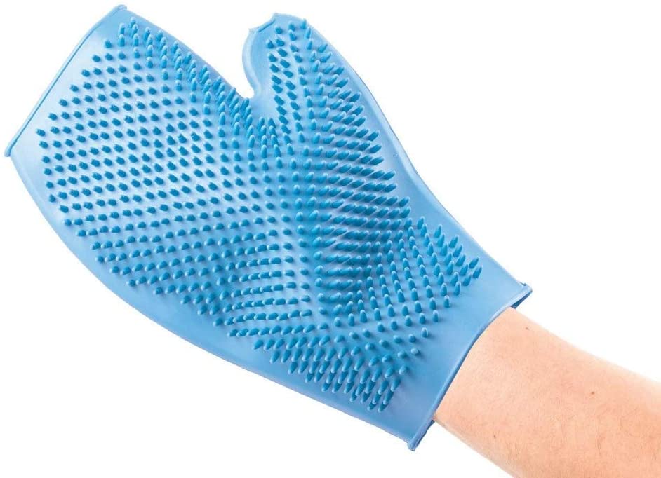 Ancol Ergo Rubber Grooming Glove for Dog, Blue - Image 2