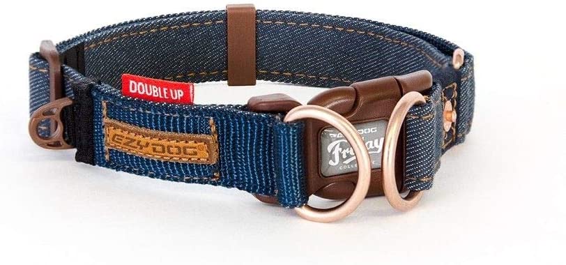 EzyDog Double Up Dog Collar, Large, Denim