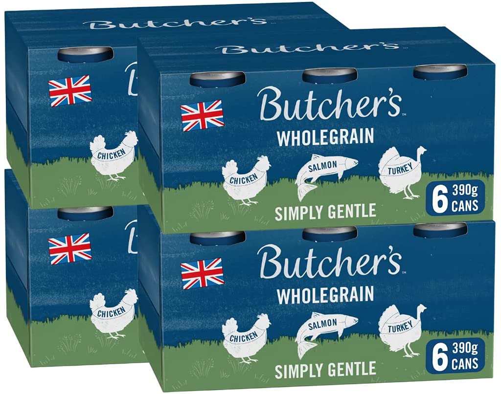 BUTCHER'S Simply Gentle Wholegrain Recipes Wet Dog Food Tin Cans Variety pack, 9.36kg (24 x 390g)