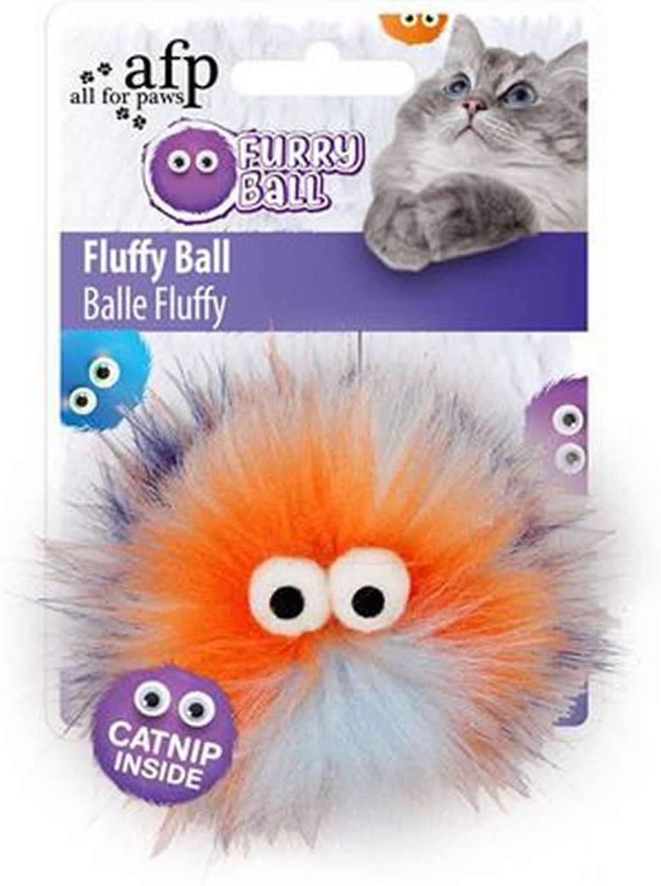 ALL FOR PAWS Furry Ball Fluffy Ball Catnip Toy, Orange, 1 kg