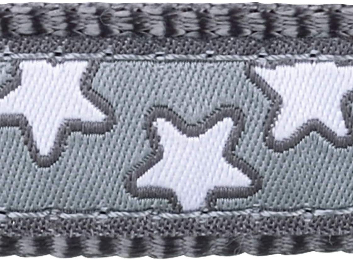 Red Dingo White Star On Grey Dog Collar (20mm x 31-47cm), M - Image 2