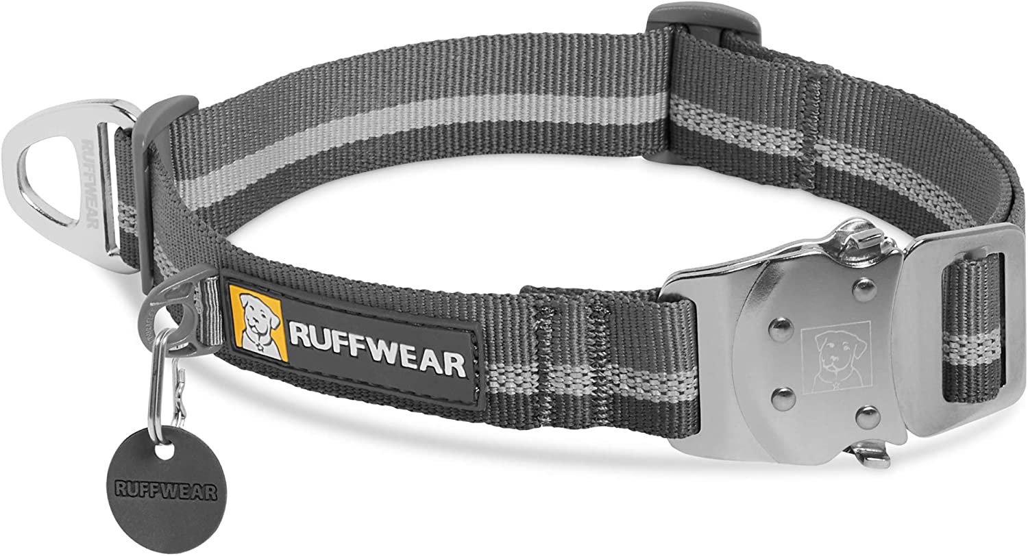 RUFFWEAR - Top Rope Dog Collar, Reflective Collar with Metal Buckle for Everyday Use, Granite Grey, 20"-26"