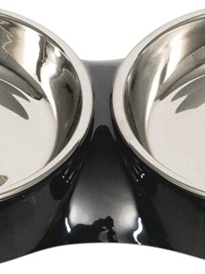 Catit Shallow Double Food Bowl, Black