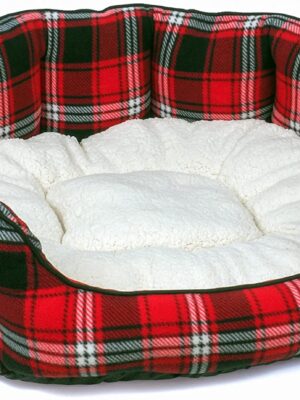 Petface Red Tartan Check Oval Bed, X-Large