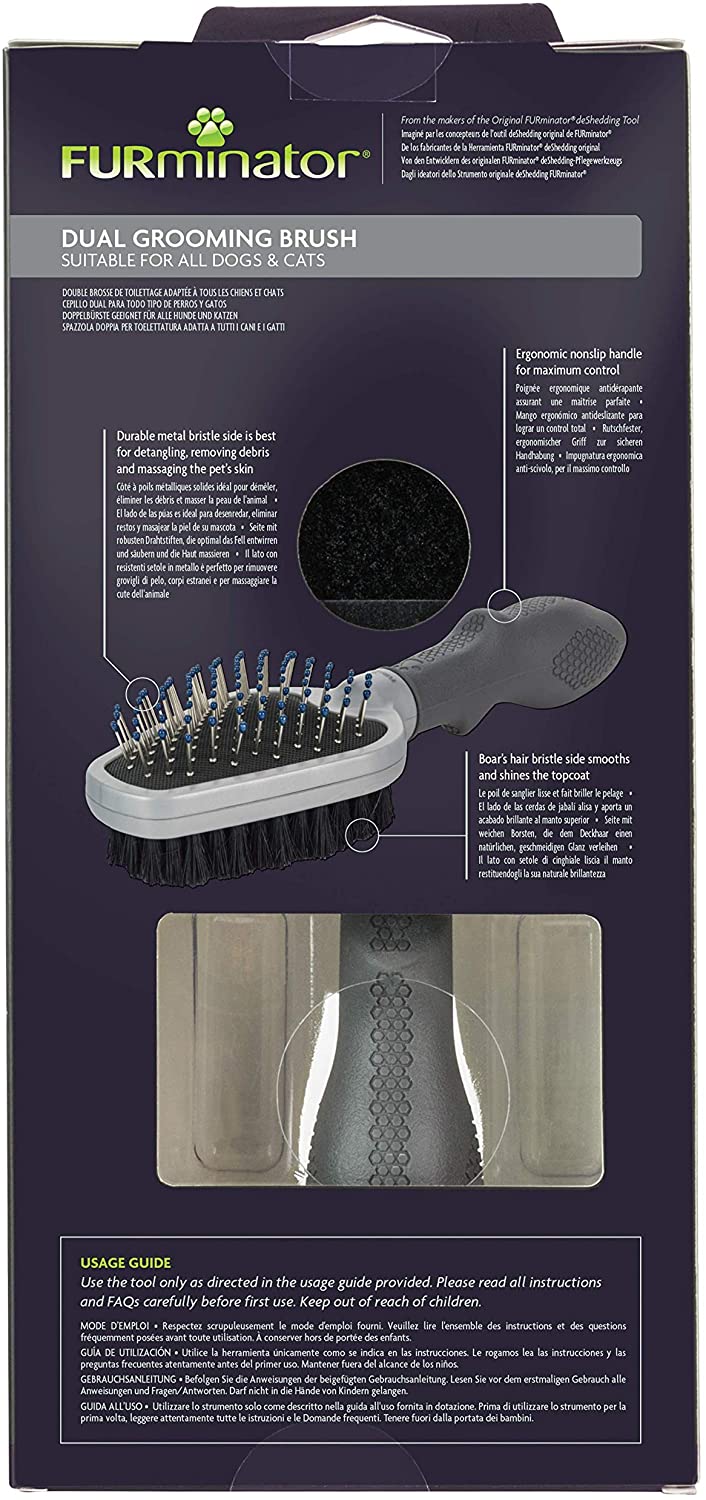 FURminator Dual Grooming Brush for Cats and Dogs - Image 2