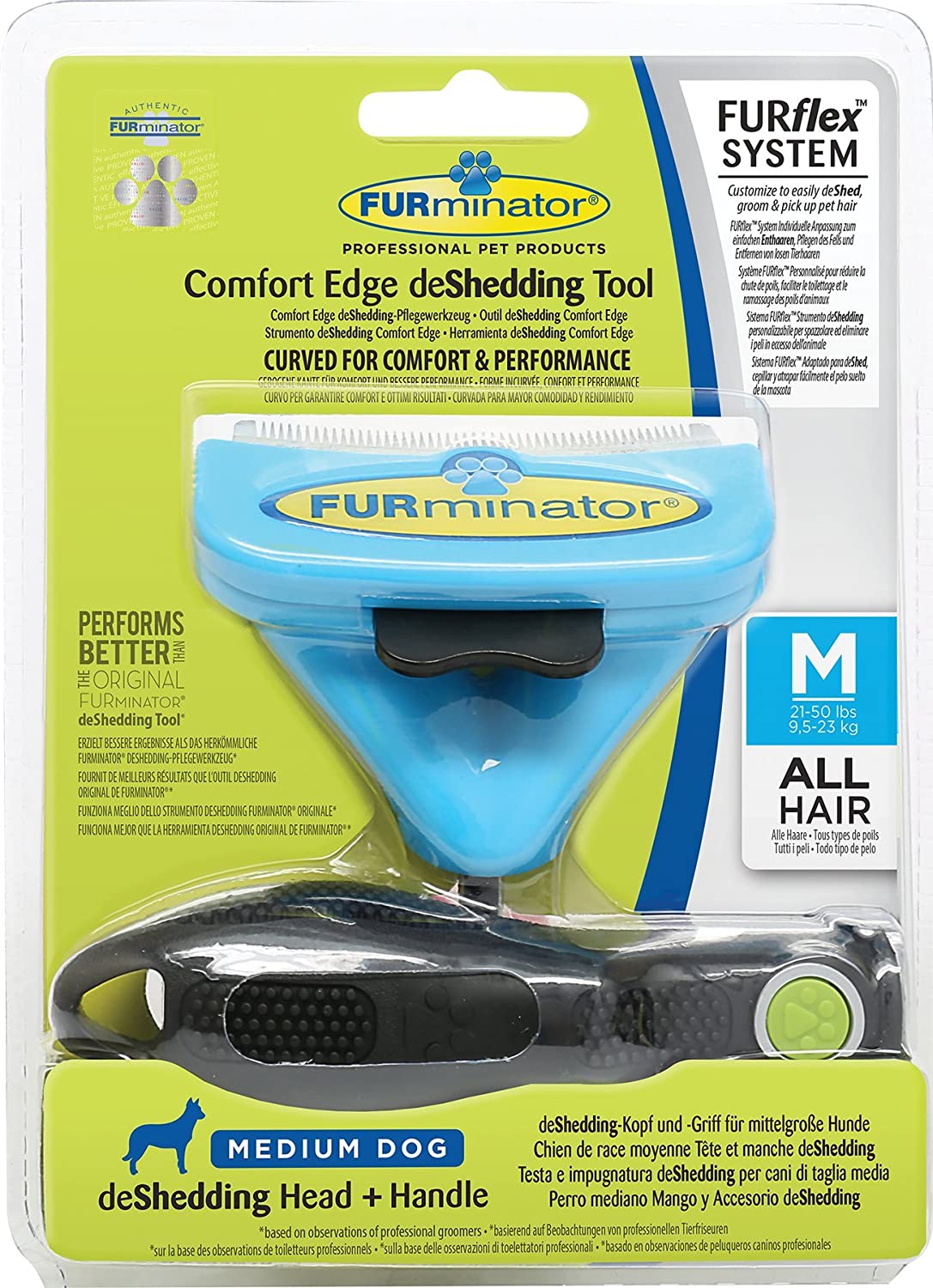 FURminator DeShedding Tool for Dogs FURflex, Head and Handle for All Hair Dogs 9.5-23 Kg