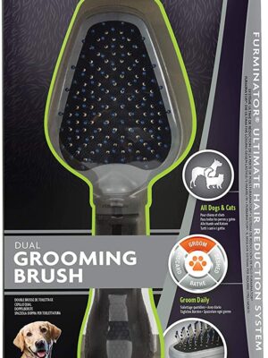 FURminator Dual Grooming Brush for Cats and Dogs