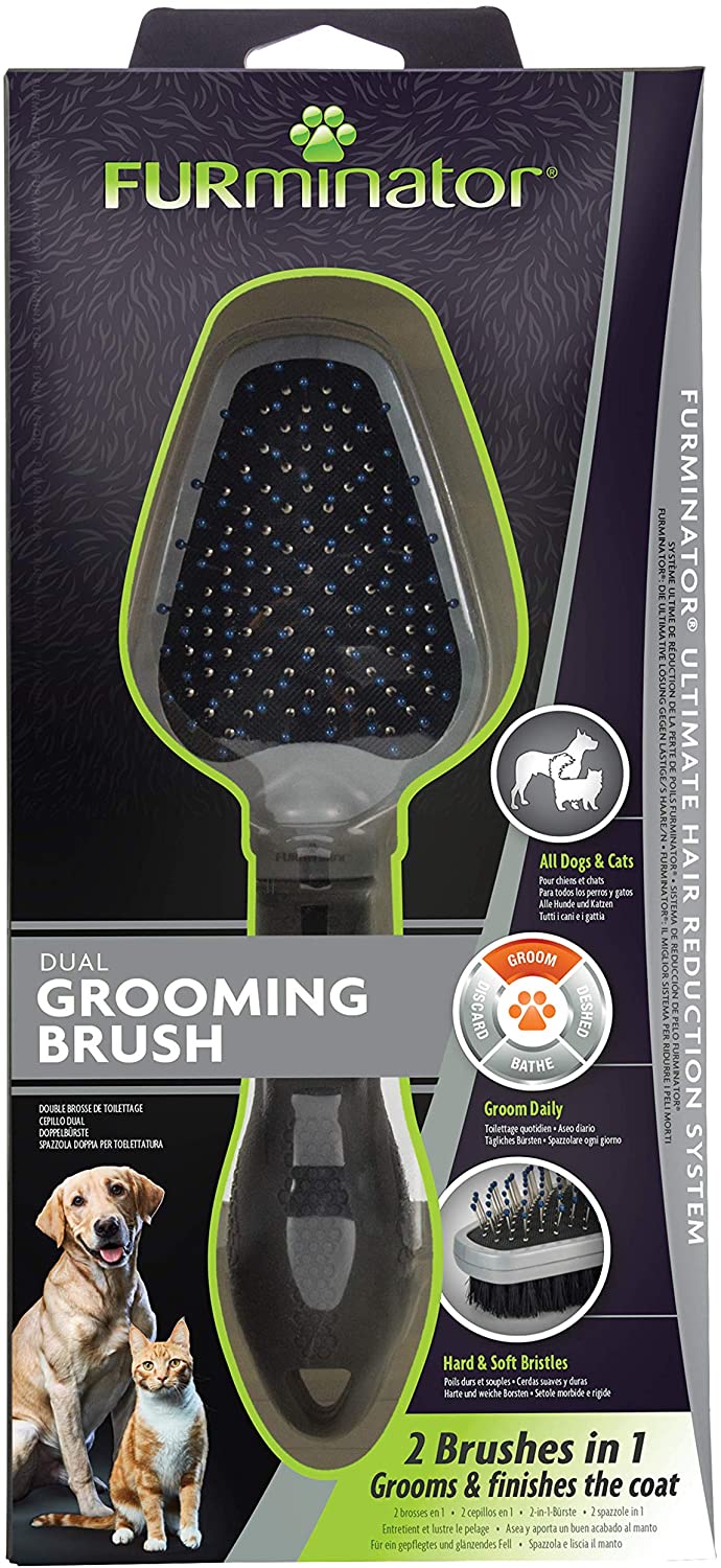 FURminator Dual Grooming Brush for Cats and Dogs