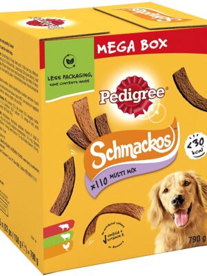 Pedigree Schmackos Mega Pack - Dog Treat Multipack with Beef, Lamb and Poultry Flavours, 110 Strips, 790 g