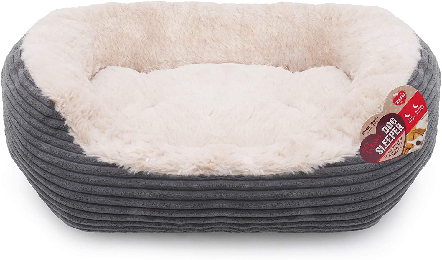 Rosewood Jumbo Cord/Plush Dog Bed
