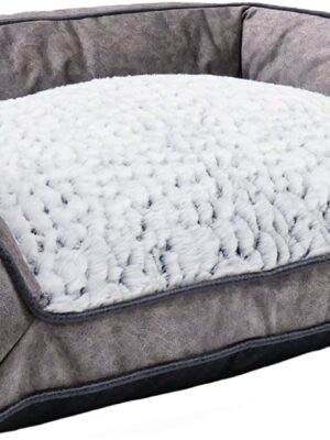 Rosewood medium dog bed, machine washable, super soft fleece lined faux suede dog bed, grey, 68 cm