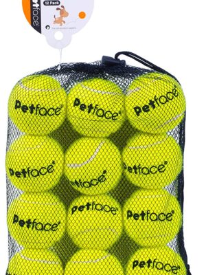 Petface Super Tennis Balls For Dogs, Throw and Fetch, Outdoor Exercise, 12 Pack