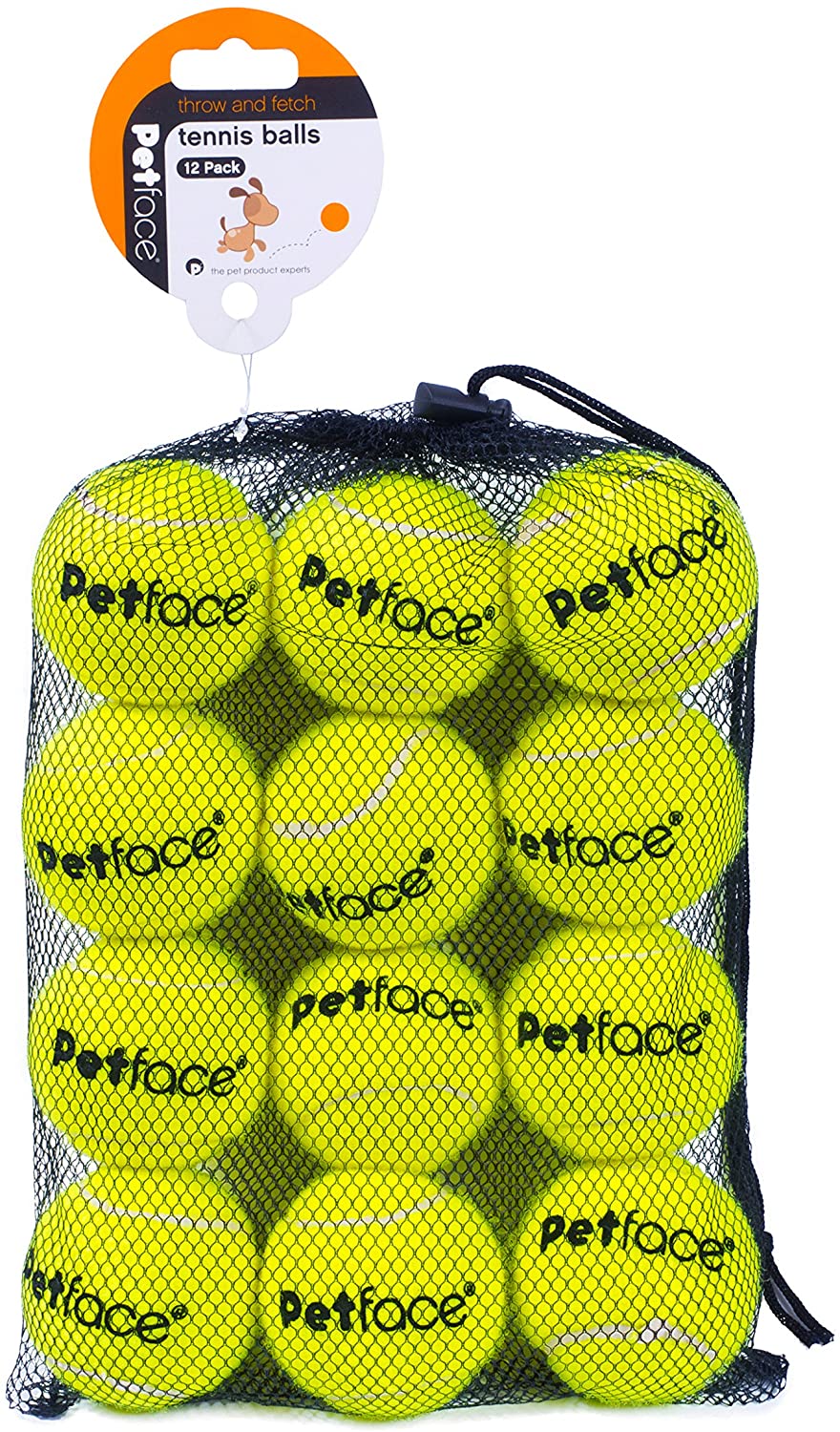 Petface Super Tennis Balls For Dogs, Throw and Fetch, Outdoor Exercise, 12 Pack